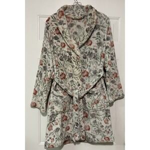 Better Living Robe Women's S Plush Floral Soft‎ Short Cream Robe